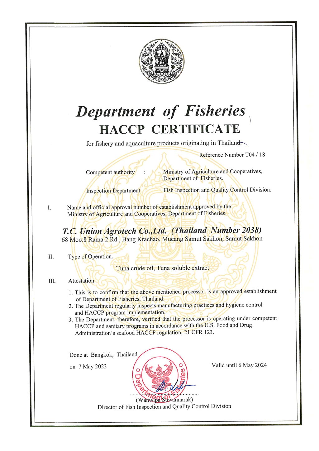 certificate HACCP 2024